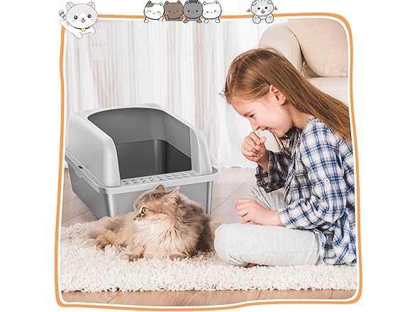Stainless Steel Litter Box with Lid