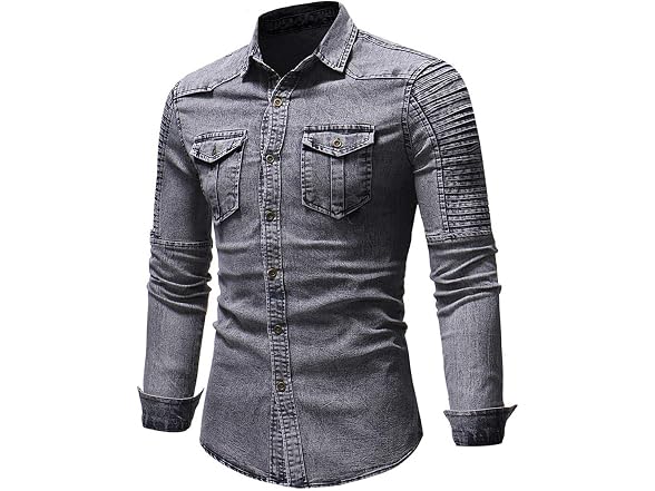 Chouyatou Men (XS) Casual Ruffle Performance Shirt