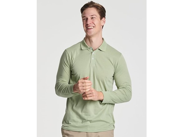 6PK Men's Cotton Long-Sleeve Polo Shirts