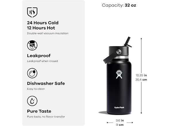 Hydro Flask Wide Mouth Flex Straw Lid 32oz - Choose Color