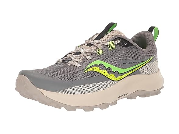 Saucony Men's Peregrine 13 Trail Running Shoe, Gravel/Slime, 7