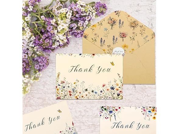 Vnaaem 24 Pack Wildflower Greeting Card