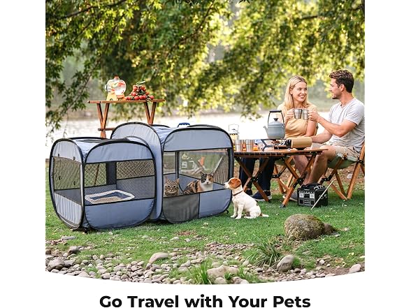 EighteenTek® 2-in-1 Portable Cat Playpen(End - Gallery 4