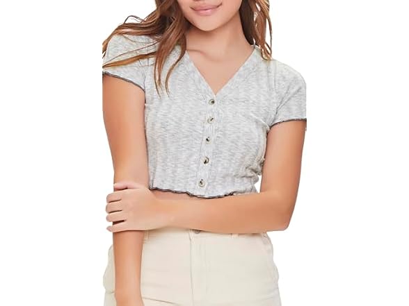 Forever 21 Ribbed Button-front Crop Top