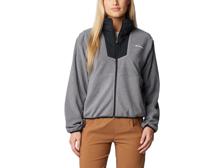 Columbia Women's Sequoia Grove Full Zip Fleece Jacket, City Grey Heather/Black, X-Large