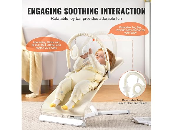 Baby Bouncer, Folding Bouncer Seat for Rotatable