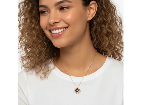 Full CZ Halo Clover Necklace