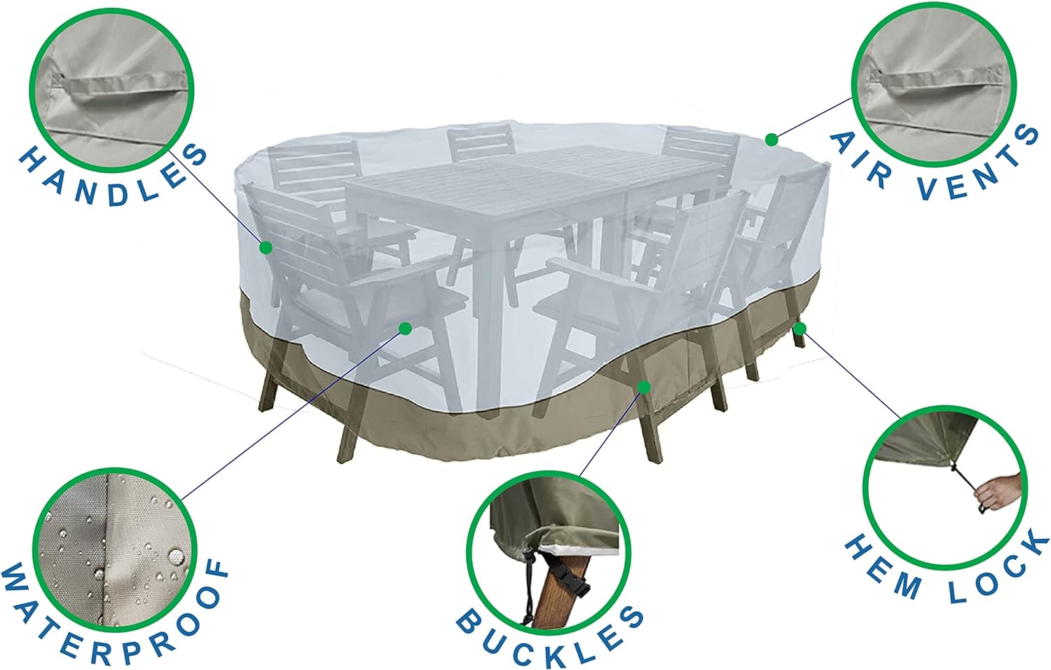 Monsoon 90" Patio Table with Chairs Cover - Gallery 8