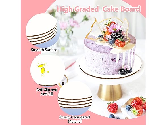 WAWINY 50PCS Cake Board Circle 10 Inch