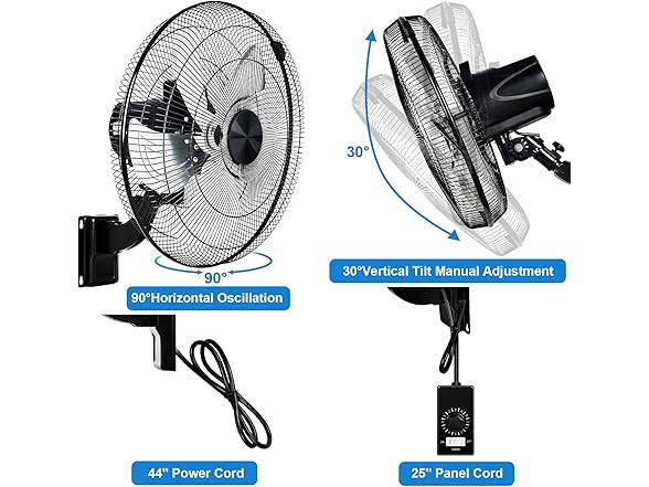 Simple Deluxe 18" Metal Wall Mount Fan