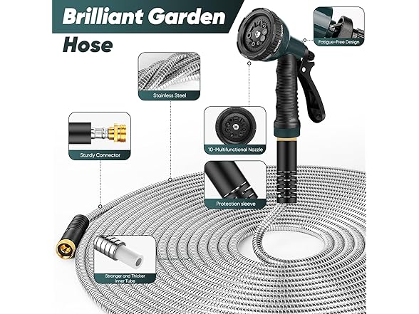 Amayrose Stainless Steel Garden hose - 75ft