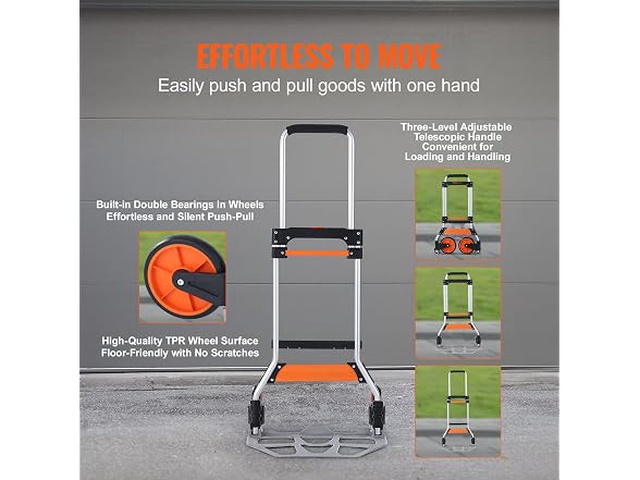 Folding Hand Truck, 275 lbs Load Capacity