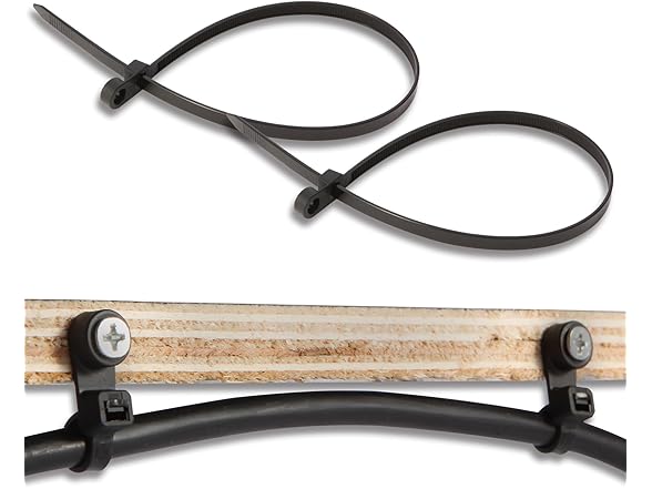 120Pcs 12" Zip Ties w/Screw Holes Blk