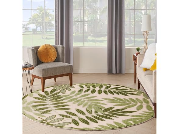 Nourison Home Aloha Ivory Green 8 Round