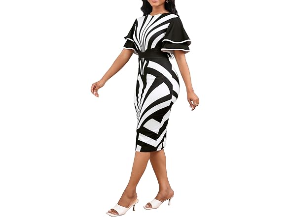 SxClub Women (XL) Dresses Ruffles Sleeve Dress