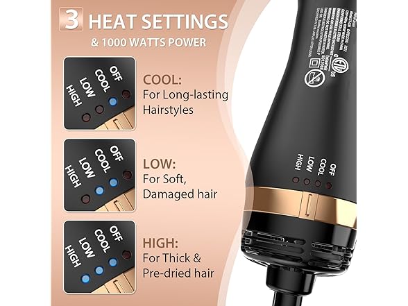 Nicebay Hair Dryer Brush with 4 attachments