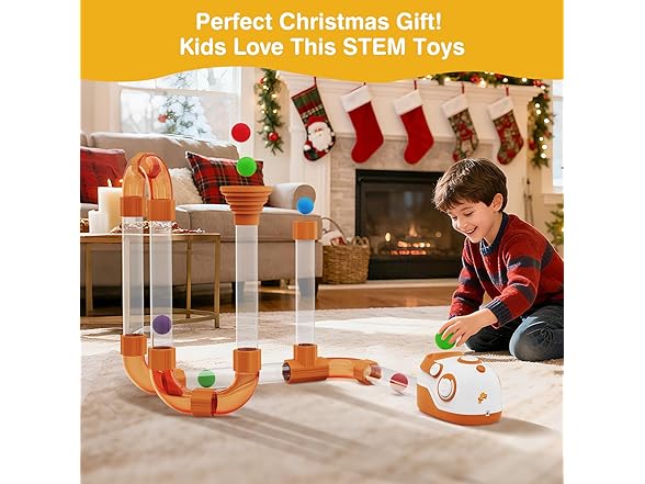 Air-Powered STEM Building Toys - Play while Charging, Rechargeable STEM Toys for 3+ Year Old, Boy & Girl Birthday Gift, Air Tubes Kids Toys Learning Educational Toy for Kids & Teens (Open Box)