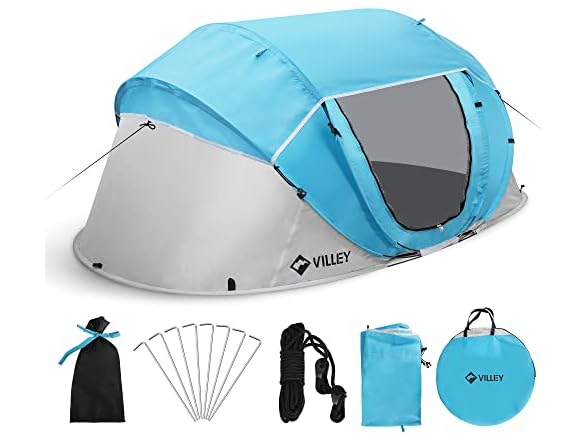 VILLEY 4 Person Easy Pop Up Tent Waterproof