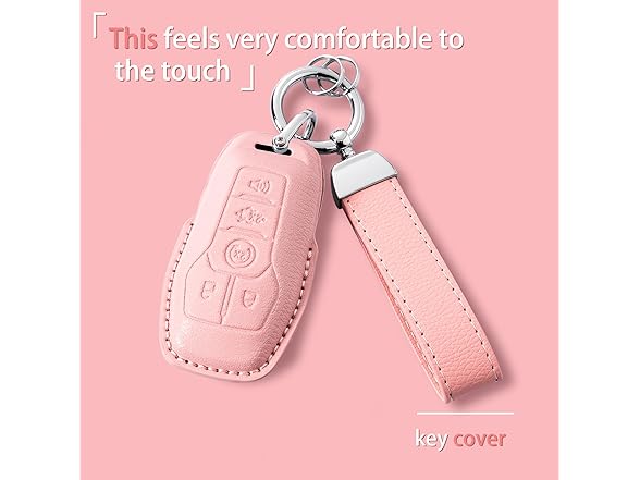 Riasot Leather Key Fob Cover Ford Pink