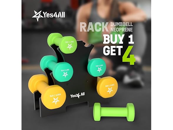 Yes4All Neoprene Dumbbell Set with Rack