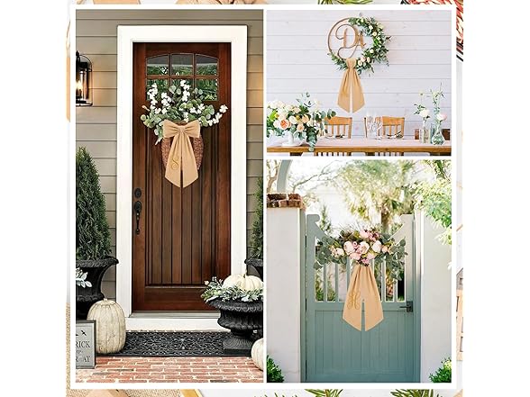 Yicentdp 2 Pcs Burlap Wreath Sash