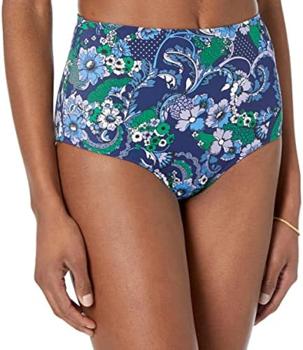 Amazon Essentials Women's High Waist Swim Bottom (Available in Plus Size), Deep Blue Paisley, 4X