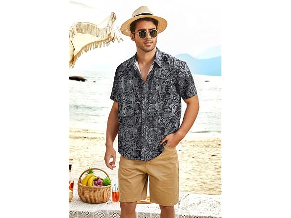 Coofandy Men (XL) Hawaiian Beach Shirt Short Shirt