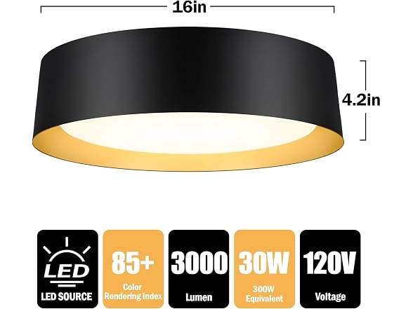 BrightHome B0D1X42CQZ 16in Ceiling Light 3/4/5000K