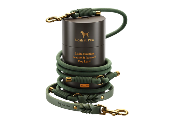 NOAH & PAW Leather Paracord Dog Leash - Gallery 5