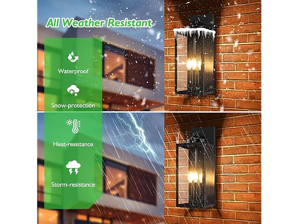 BesLowe 19” Large Outdoor Wall Light, 3-Light Exterior Porch Sconce, Black