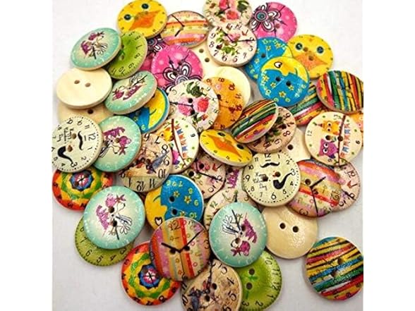Mixed Random Wooden Clock Style Buttons