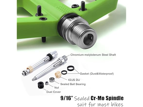 Non-Slip MTB Pedals, 9/16" Spindle