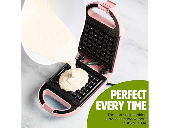 Tasty Mini Nonstick Waffle Maker Pink