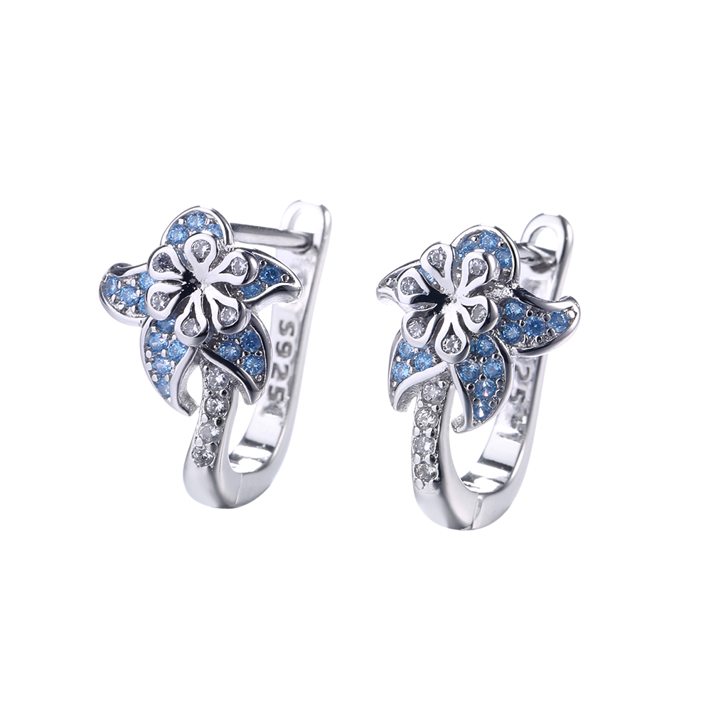 Flower Crystal Huggie Earrings - Gallery 3