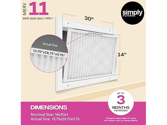 Simply Air Filter, MERV 11, MPR 1000, 6 Pack
