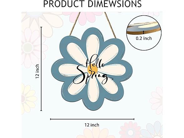 Xeubiou Hello Spring Wooden Sign