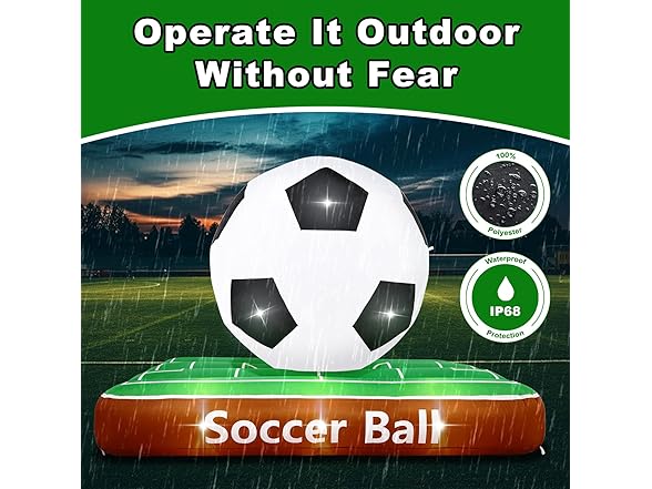 Popblow 6Ft Tall 8Ft Long Giant Inflatable Soccer Ball