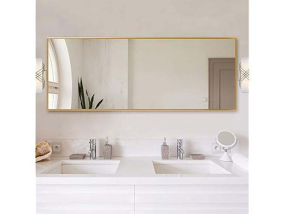 Trvone Full Length Mirror, Gold, 65"x22"