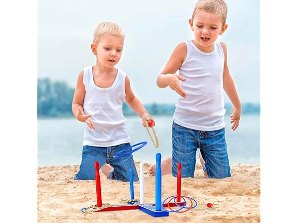 ISANCHA Wooden Ring Toss Game Set Kids
