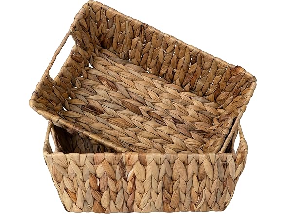 Suptinwear Set of 2 Water Hyacinth Wicker Storage Baskets Small Items