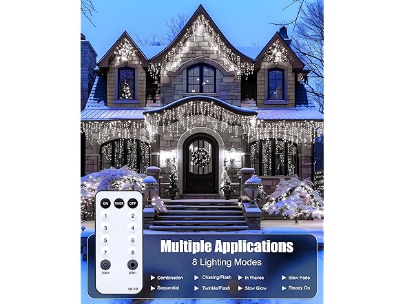 Minetom Icicle Lights for Outside, 100Ft