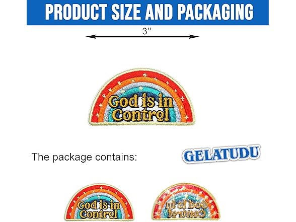 GELATUDU God is in Control Rainbow Patch
