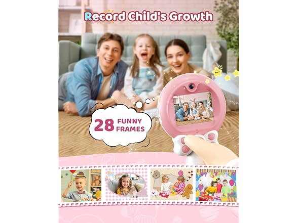 TEKFUN Kids Digital Camera Toy 32GB SD Pink