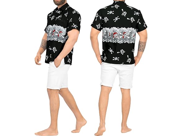 LA Leela Men (S) Halloween Hawaiian Short Shirts