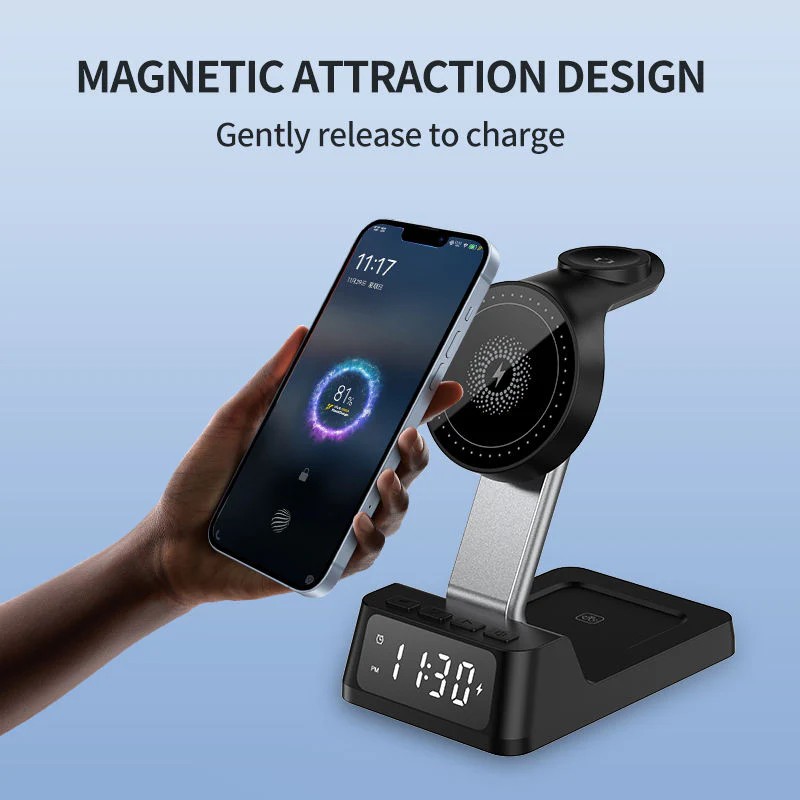 4in1 Wireless Charging Station w-Alarm - Gallery 16