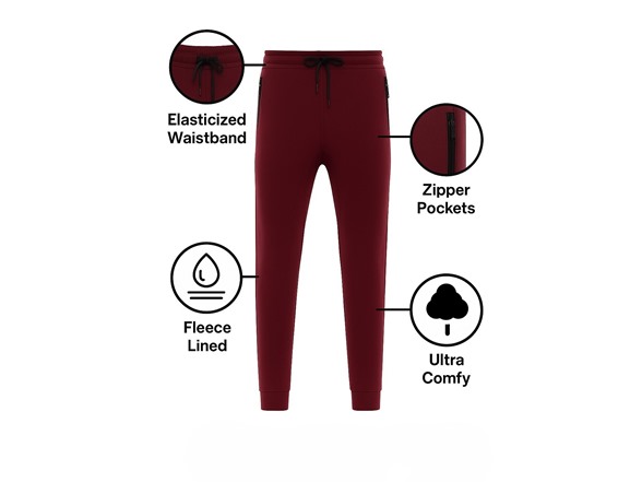 (3Pk) Men's Zip Pocket Fleece Joggers