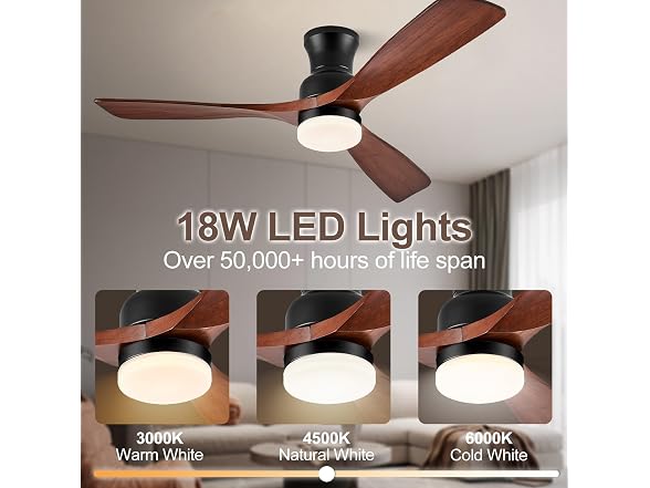 BOOSANT 60" Ceiling Fan with Lights Flush Mount