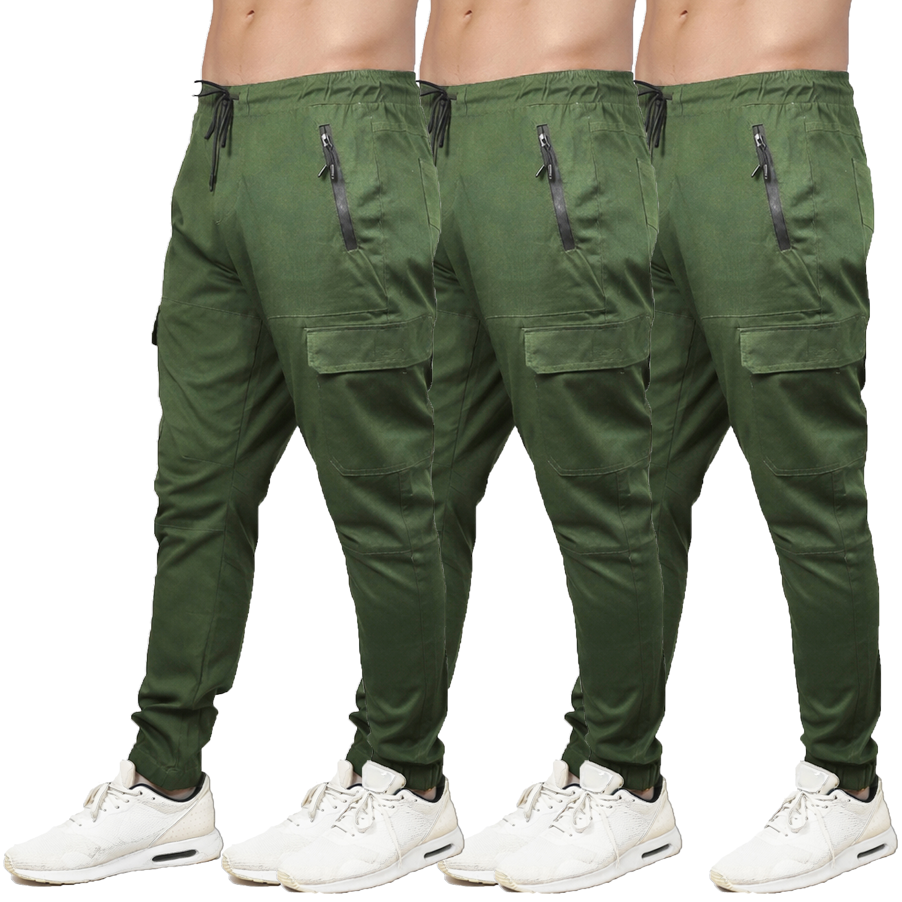 3Pk Mens Cotton Stretch Cargo Jogger - Gallery 16
