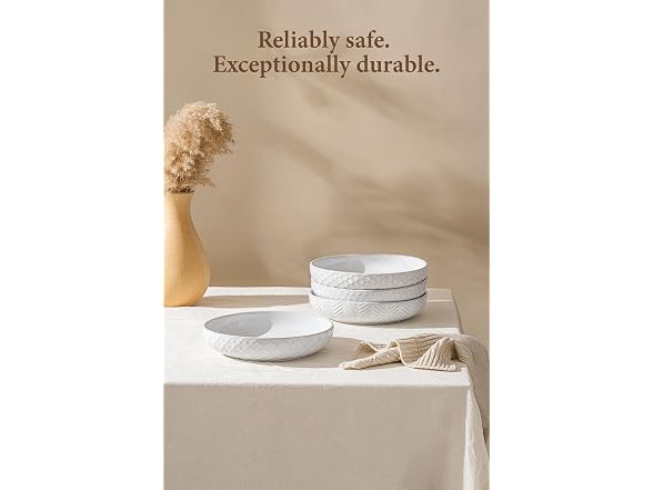 FOBENTA Embossed Ceramic Pasta Bowls