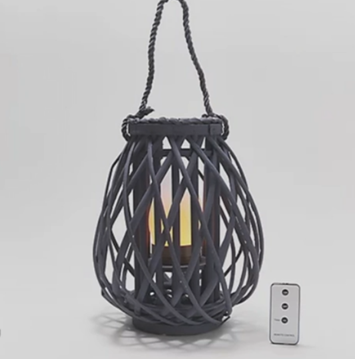 Barbara King 12" Teardrop Wicker Lantern - Gallery 14